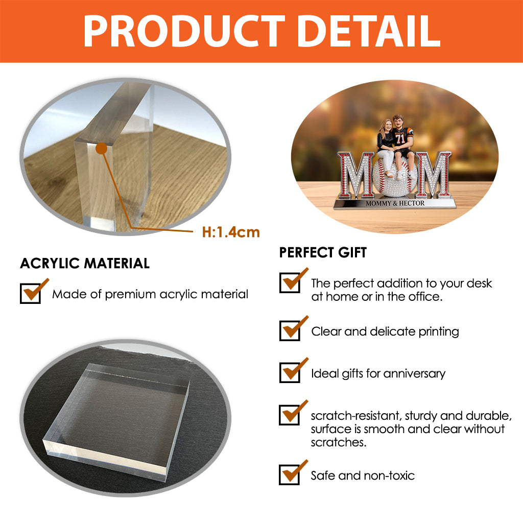 Custom Any Photo Gift For Baseball Mom - Personalized Baseball Custom Shaped Acrylic Plaque