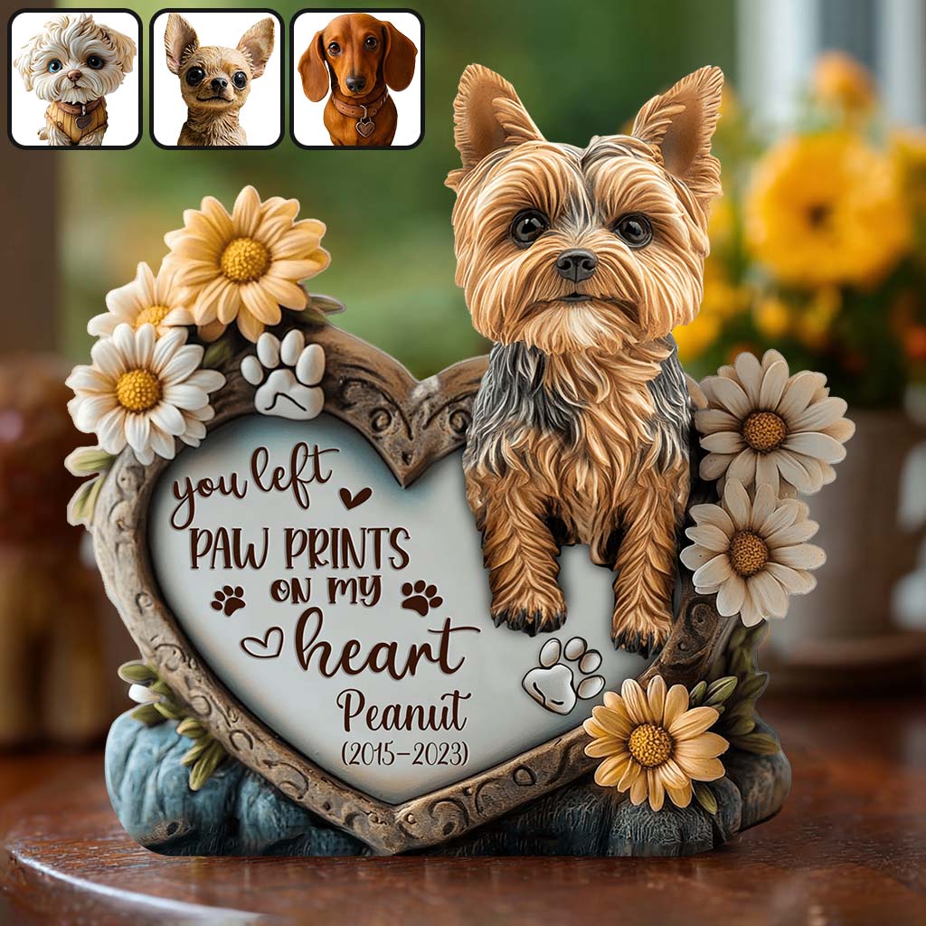Tu as laissé des empreintes de pattes dans nos cœurs - Plaque acrylique personnalisée en forme de chien