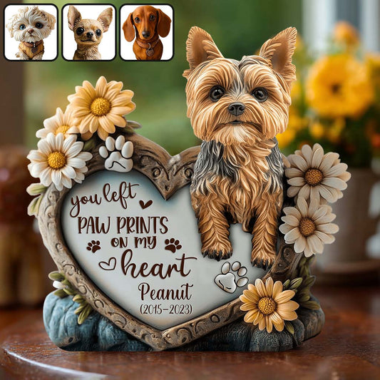 Tu as laissé des empreintes de pattes dans nos cœurs - Plaque acrylique personnalisée en forme de chien