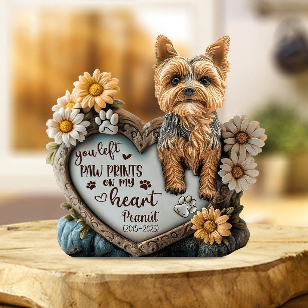 Tu as laissé des empreintes de pattes dans nos cœurs - Plaque acrylique personnalisée en forme de chien