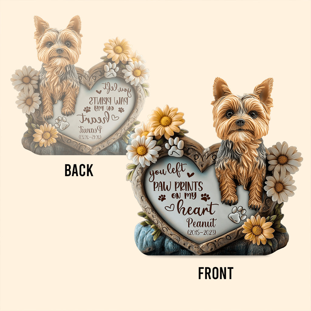 Tu as laissé des empreintes de pattes dans nos cœurs - Plaque acrylique personnalisée en forme de chien