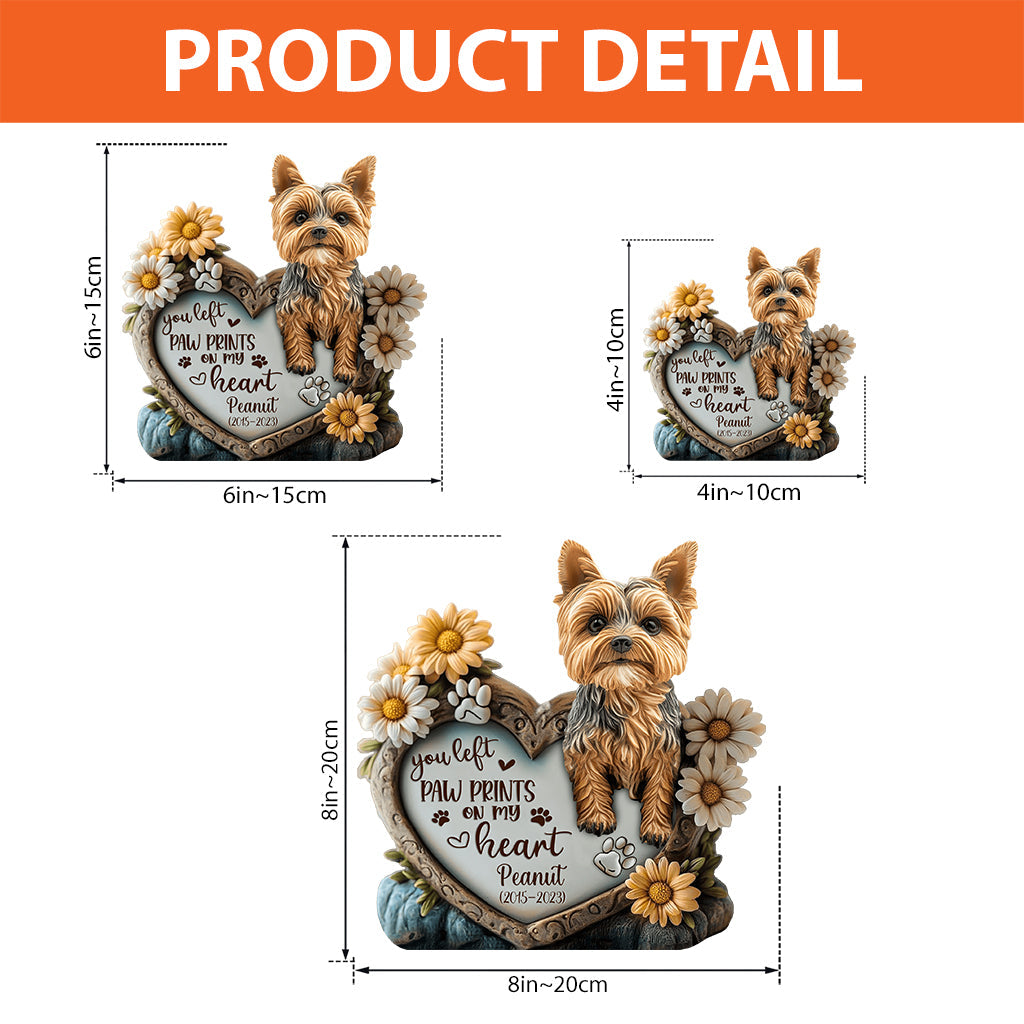 Tu as laissé des empreintes de pattes dans nos cœurs - Plaque acrylique personnalisée en forme de chien