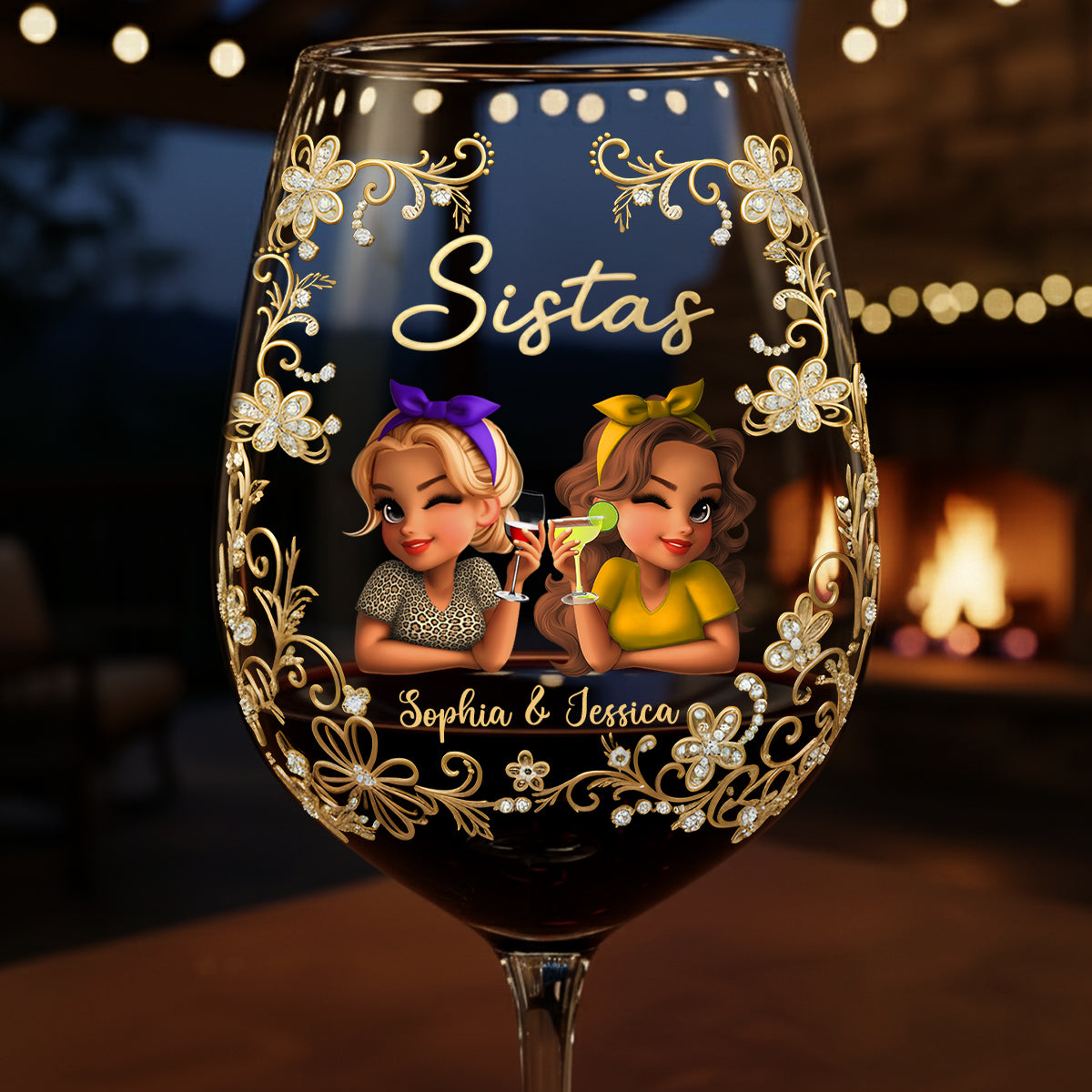 Sistas Forever - Verre à vin personnalisé pour sœur avec longue tige