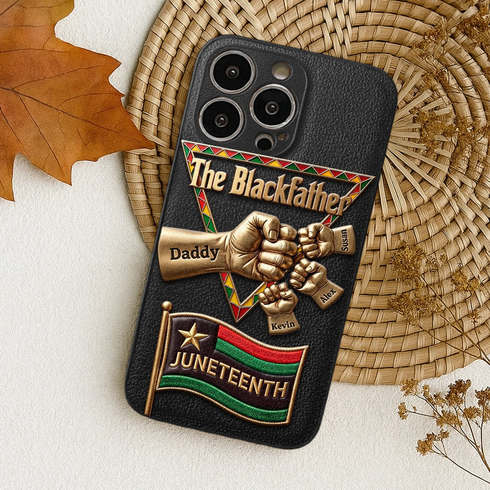 Le Blackfather - Coque de téléphone en cuir embossé 3D personnalisée