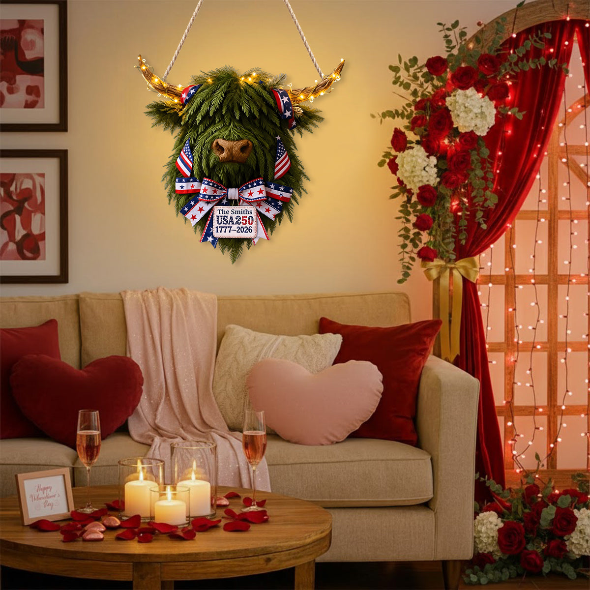 USA 250 Celebration - Personalized Highland Cow LED Light Acrylic Sign