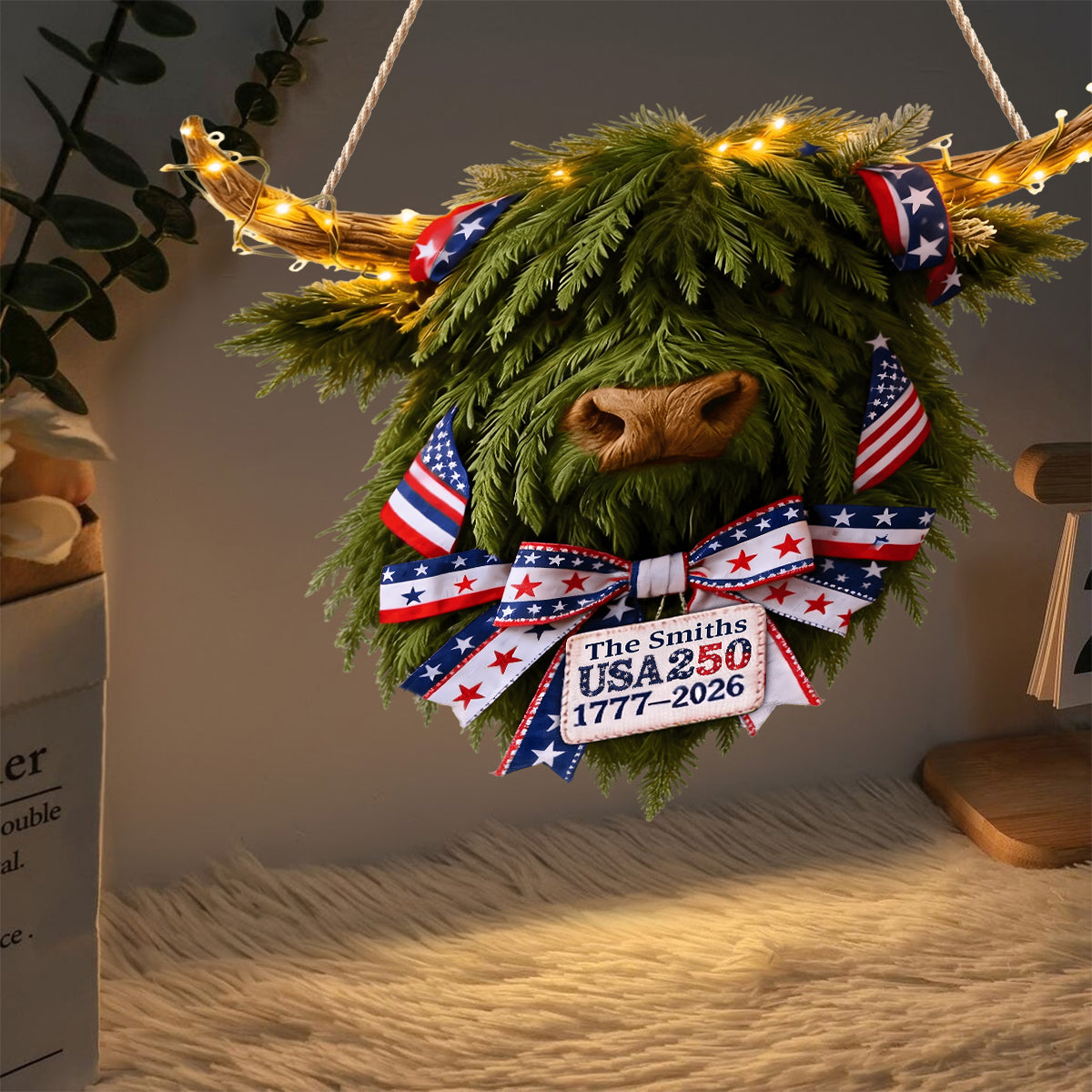 USA 250 Celebration - Personalized Highland Cow LED Light Acrylic Sign