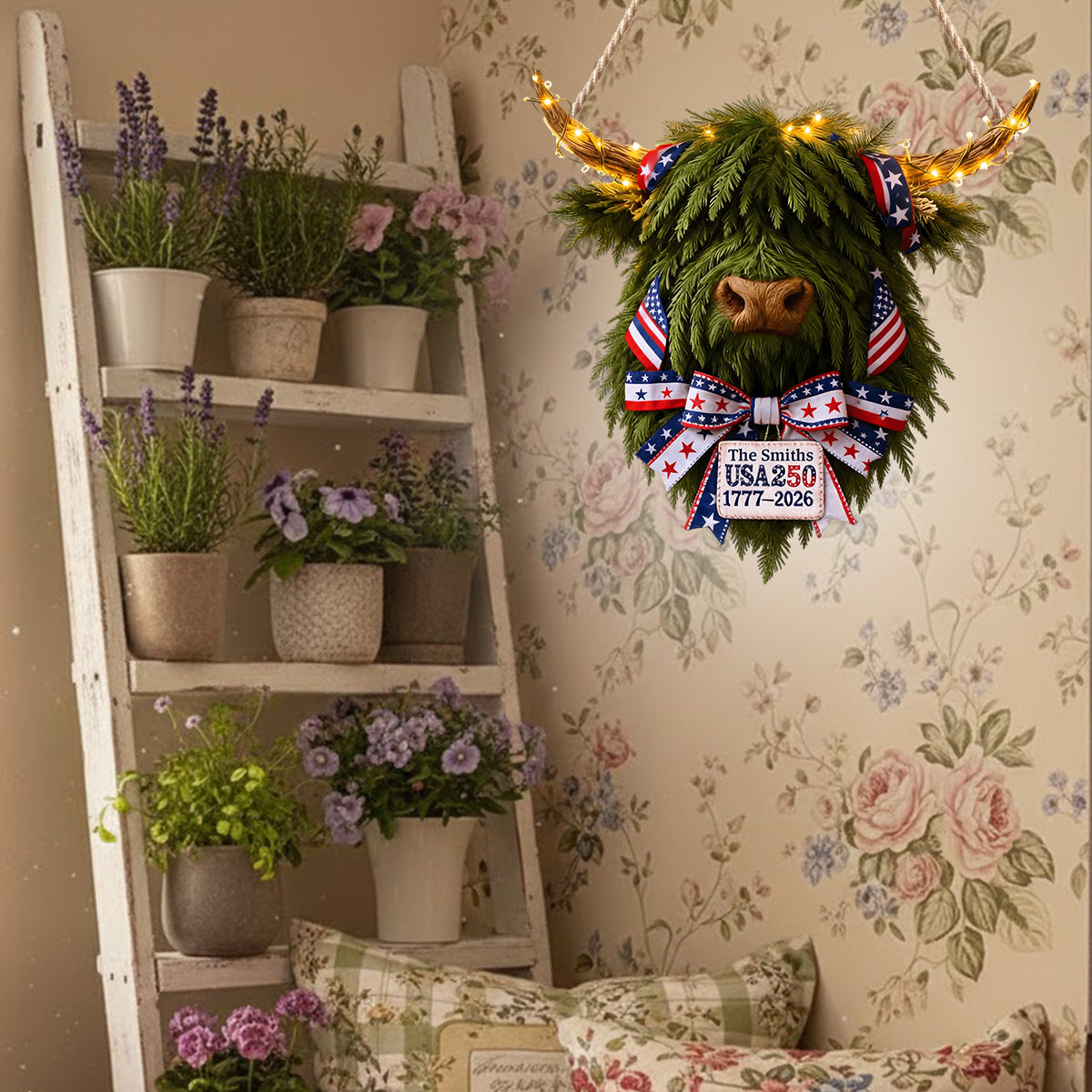 USA 250 Celebration - Personalized Highland Cow LED Light Acrylic Sign