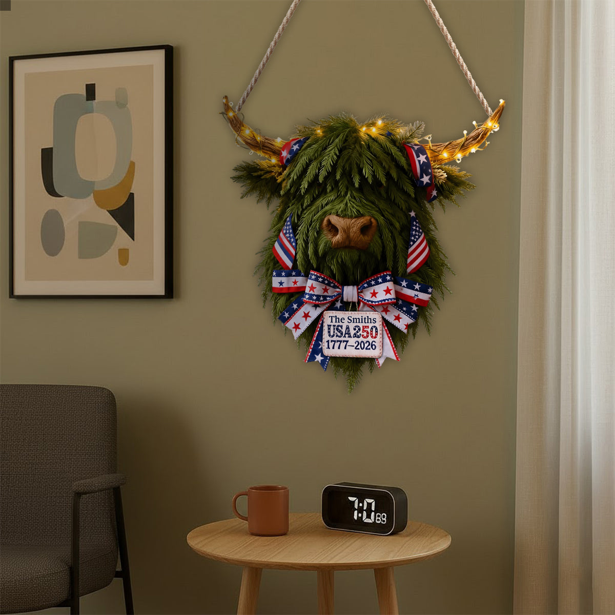 USA 250 Celebration - Personalized Highland Cow LED Light Acrylic Sign