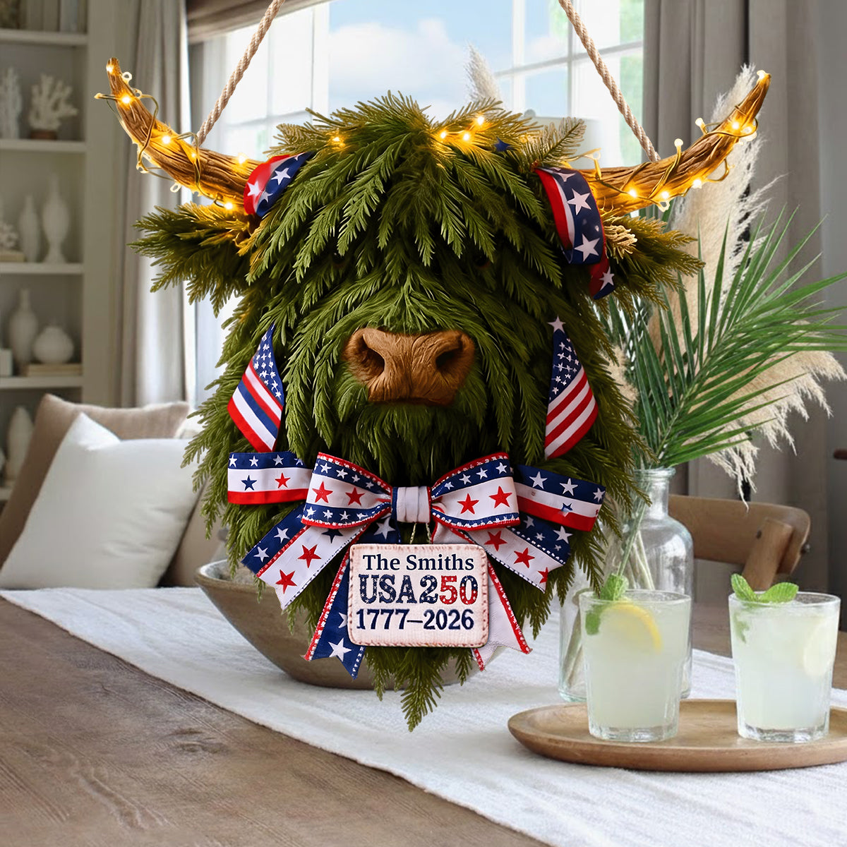 USA 250 Celebration - Personalized Highland Cow LED Light Acrylic Sign