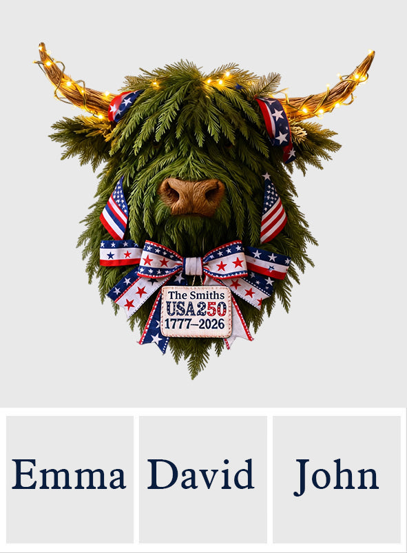 USA 250 Celebration - Personalized Highland Cow LED Light Acrylic Sign