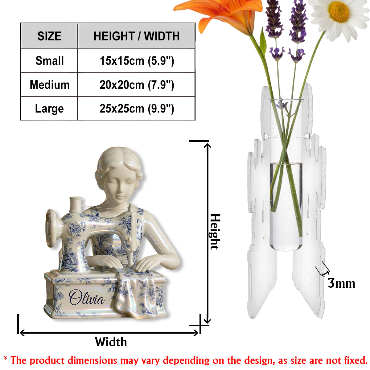 Toile De Jouy Vintage Sewing Lady - Personalized Sewing Custom Shape Acrylic Flower Vase