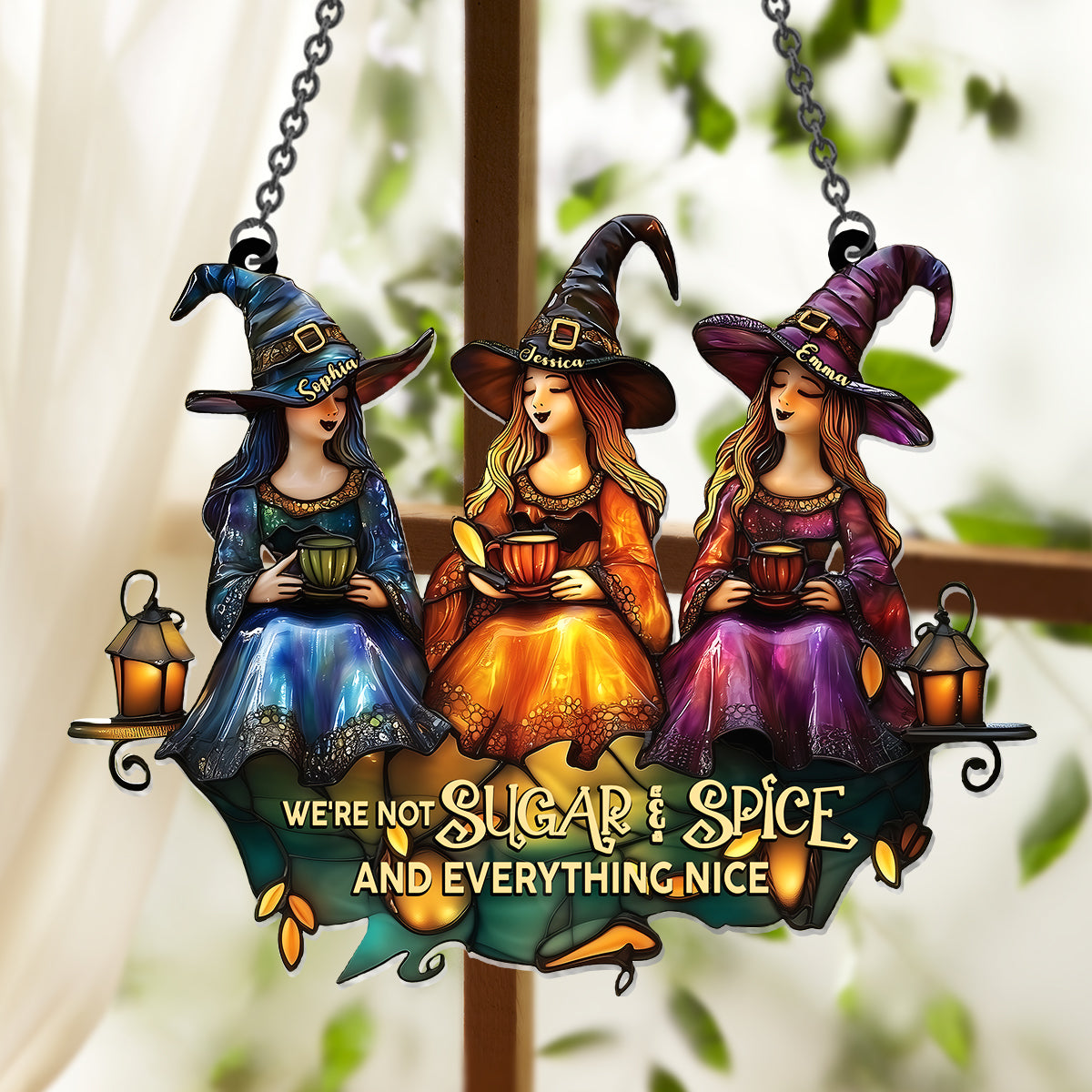 Nous ne sommes pas tout doux et gentils - Ornement attrape-soleil personnalisé à suspendre à la fenêtre, inspiré d'une sorcière 