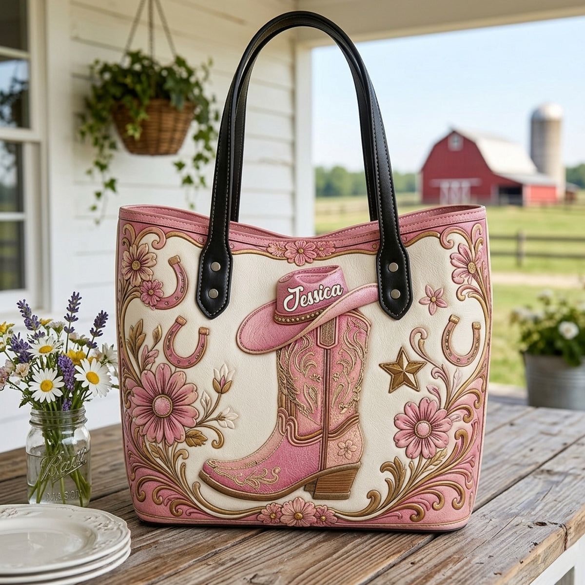 Bottes & Chapeau - Sac fourre-tout Cowgirl Personnalisé