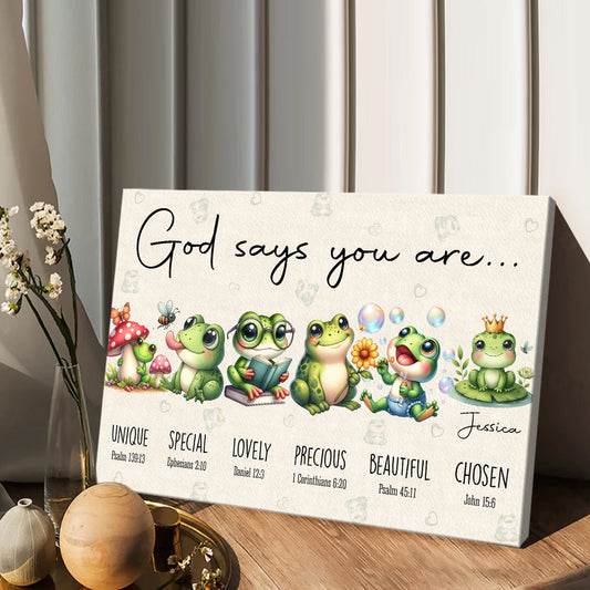 Dieu dit que tu es - Toile et affiche personnalisées avec grenouille