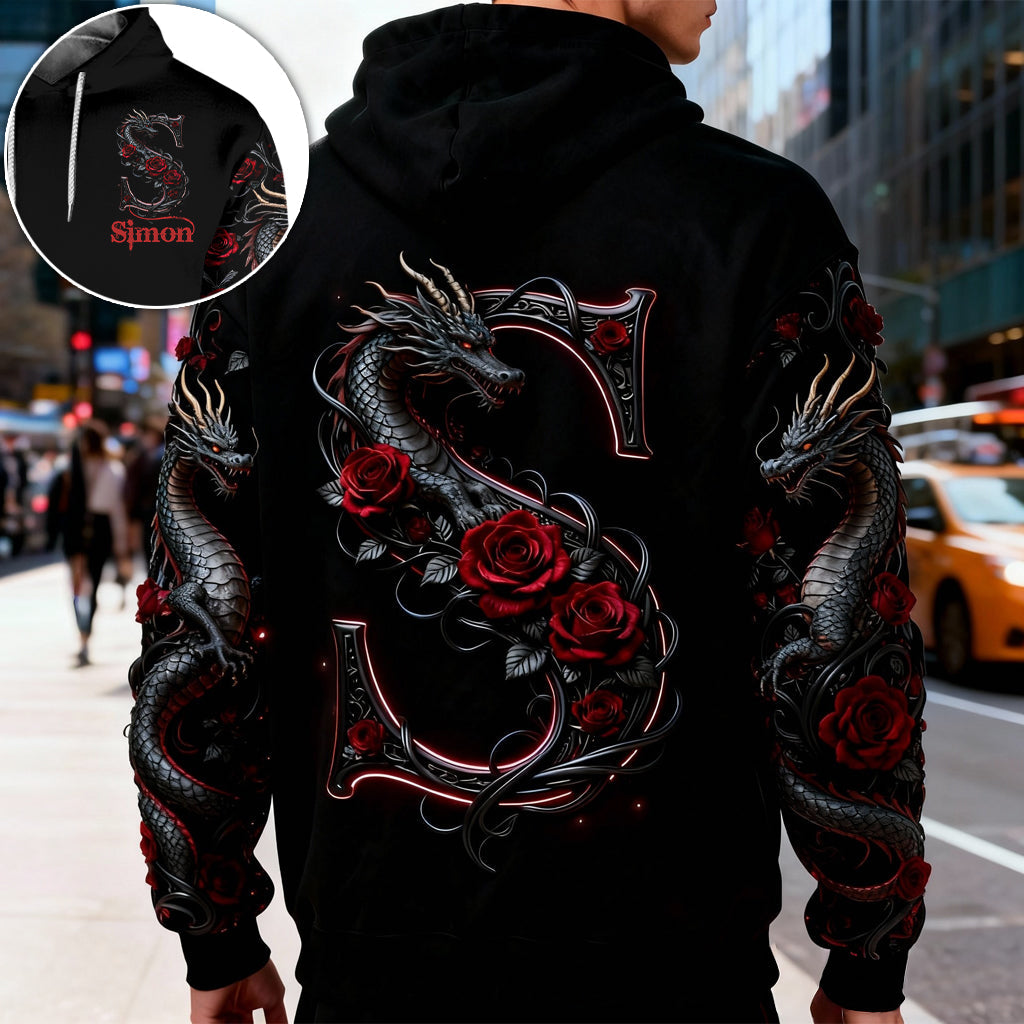 T-shirt personnalisé Dragon et Roses - Motif dragon intégral