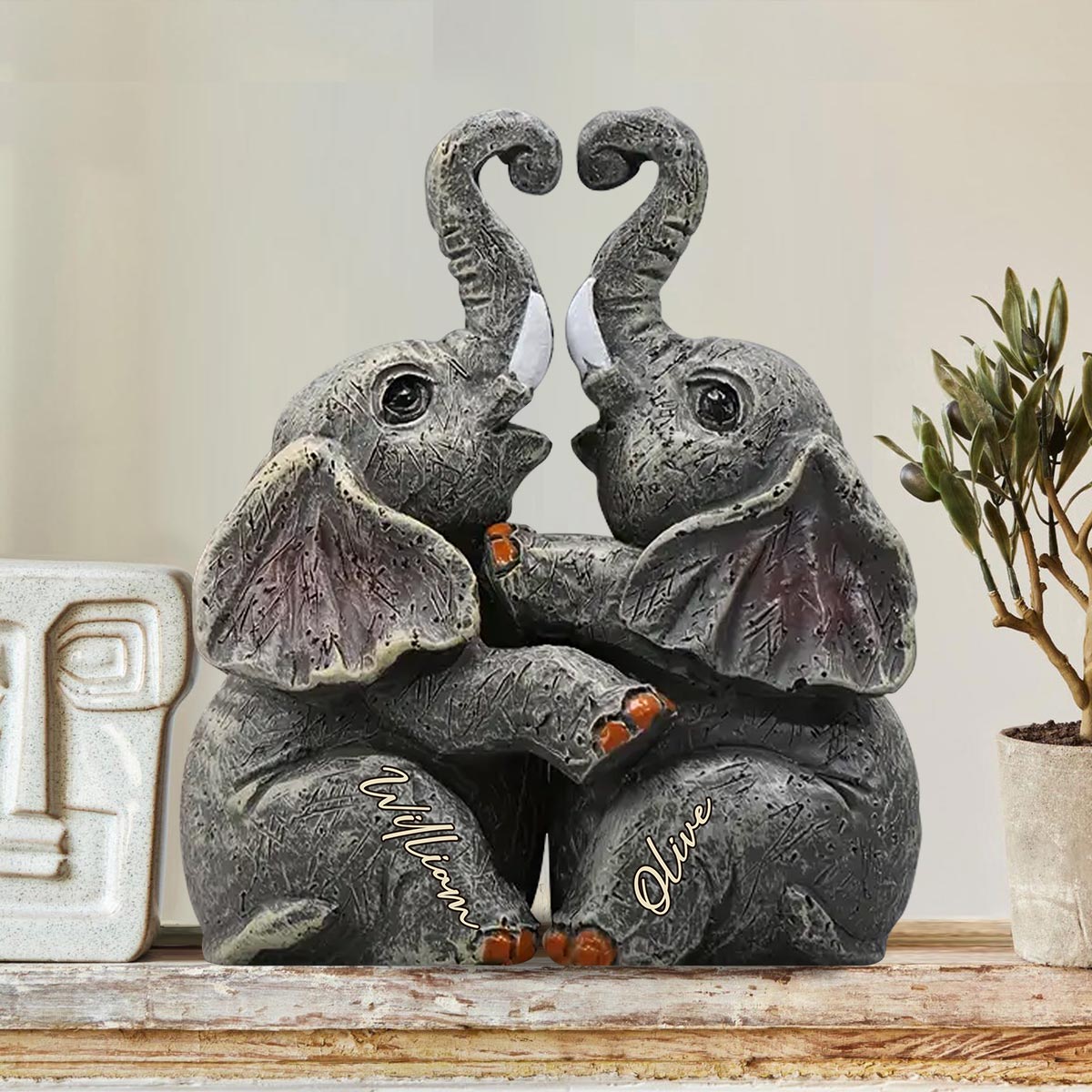 Cadeaux d'anniversaire de mariage sur le thème des éléphants - Plaque en bois personnalisée pour couple - Plaque en bois sur mesure