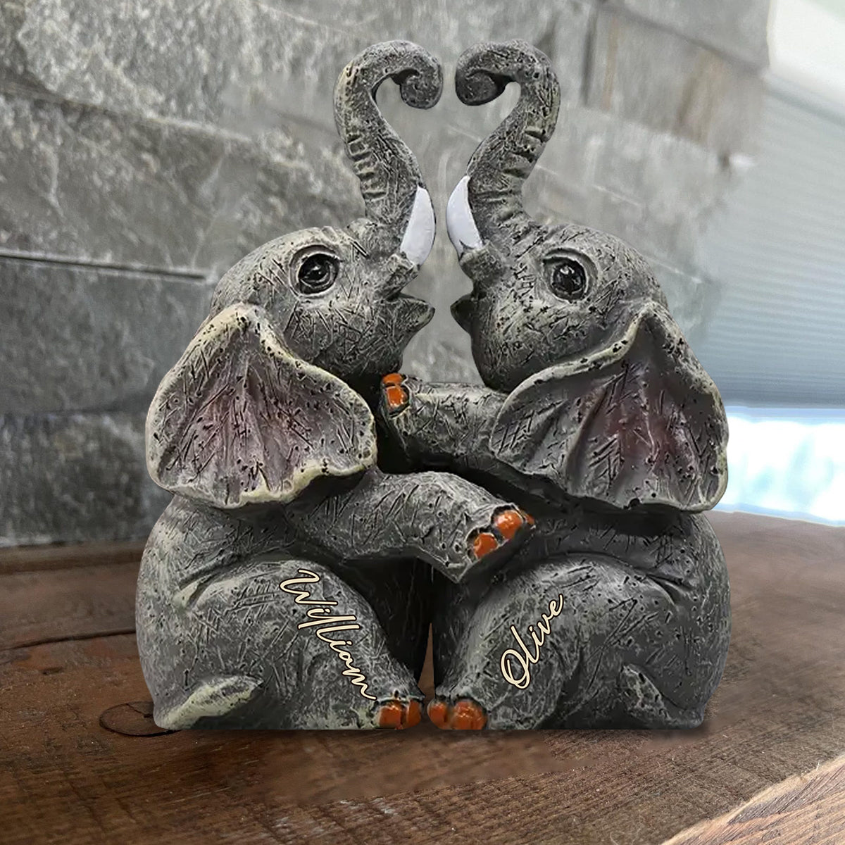 Cadeaux d'anniversaire de mariage sur le thème des éléphants - Plaque en bois personnalisée pour couple - Plaque en bois sur mesure