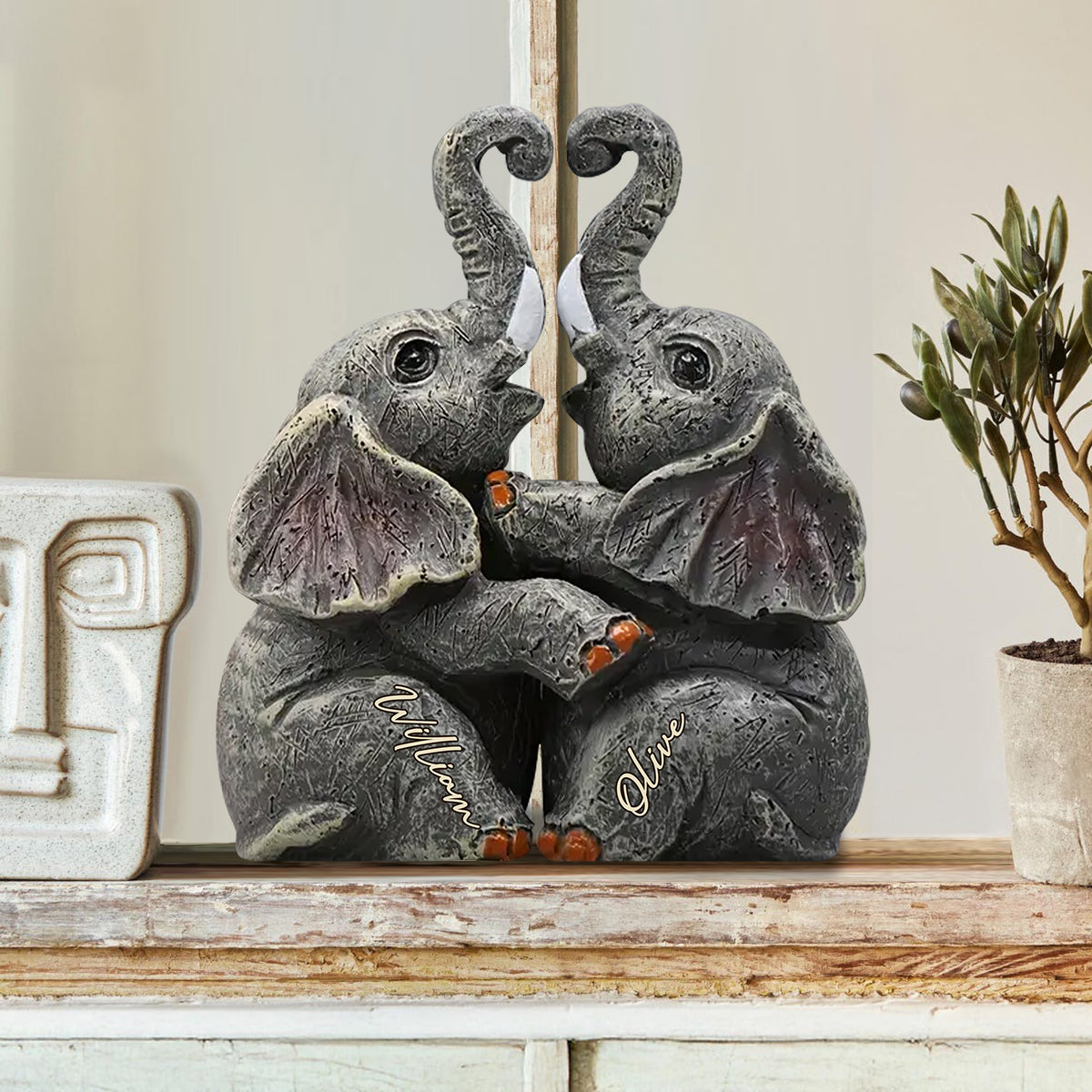 Cadeaux d'anniversaire de mariage sur le thème des éléphants - Plaque en bois personnalisée pour couple - Plaque en bois sur mesure