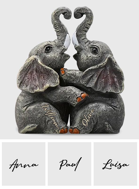 Cadeaux d'anniversaire de mariage sur le thème des éléphants - Plaque en bois personnalisée pour couple - Plaque en bois sur mesure