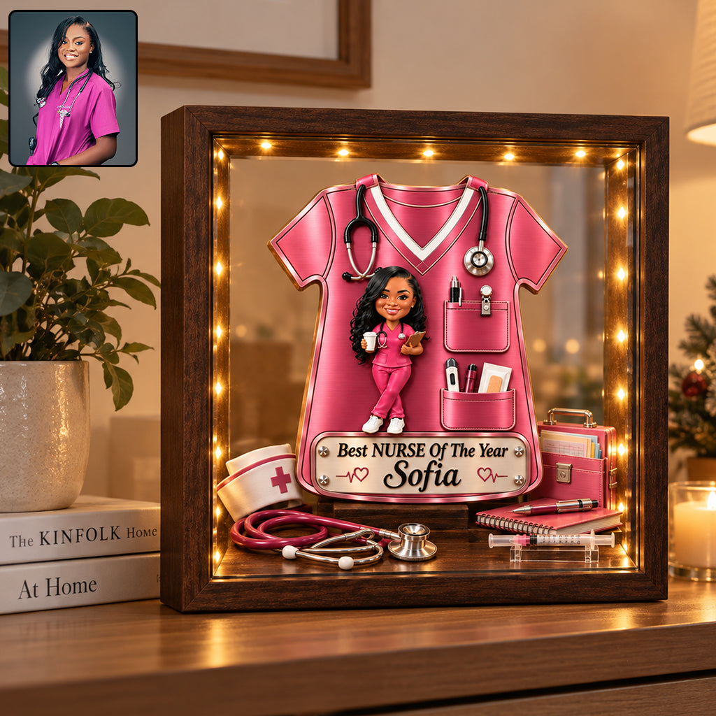 Any Nurse Photo Office Decoration - Personalized Nurse Wooden Frame LED Light