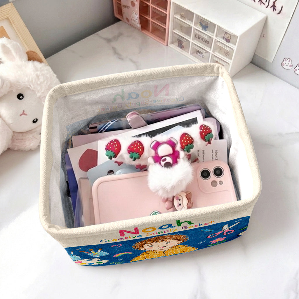 Art Supply Basket For Painting Lover - Personalized Kid Rectangle Storage Basket