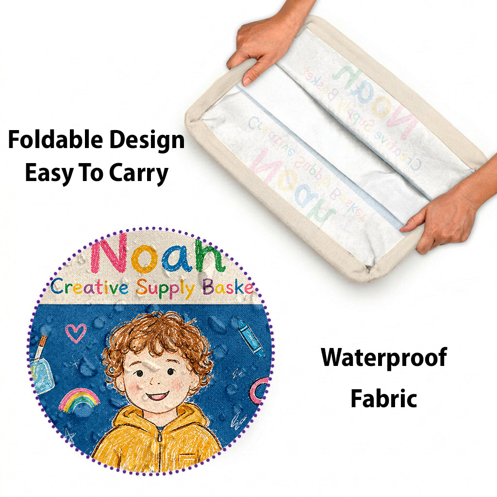 Art Supply Basket For Painting Lover - Personalized Kid Rectangle Storage Basket