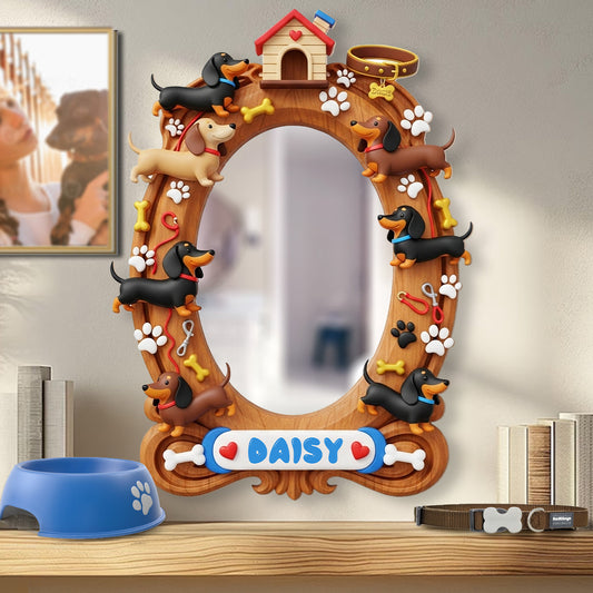 Love Dachshunds - Personalized Dog Wall Hanging Mirror