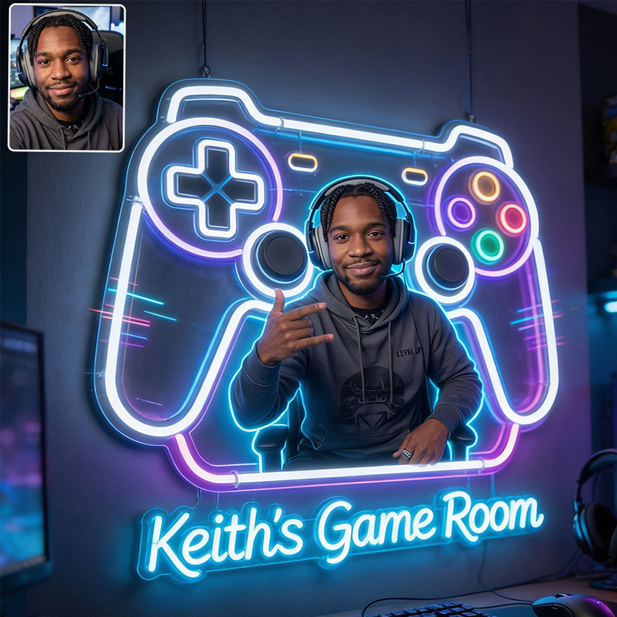 Décoration de Chambre Gamer - Enseigne en Acrylique LED Personnalisée