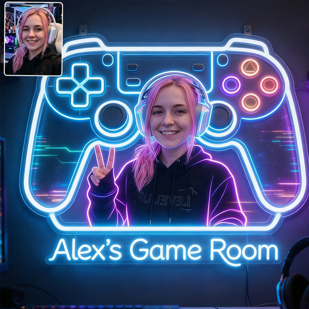 Décoration de Chambre Gamer - Enseigne en Acrylique LED Personnalisée
