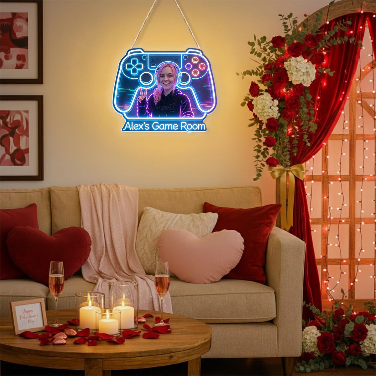 Décoration de Chambre Gamer - Enseigne en Acrylique LED Personnalisée