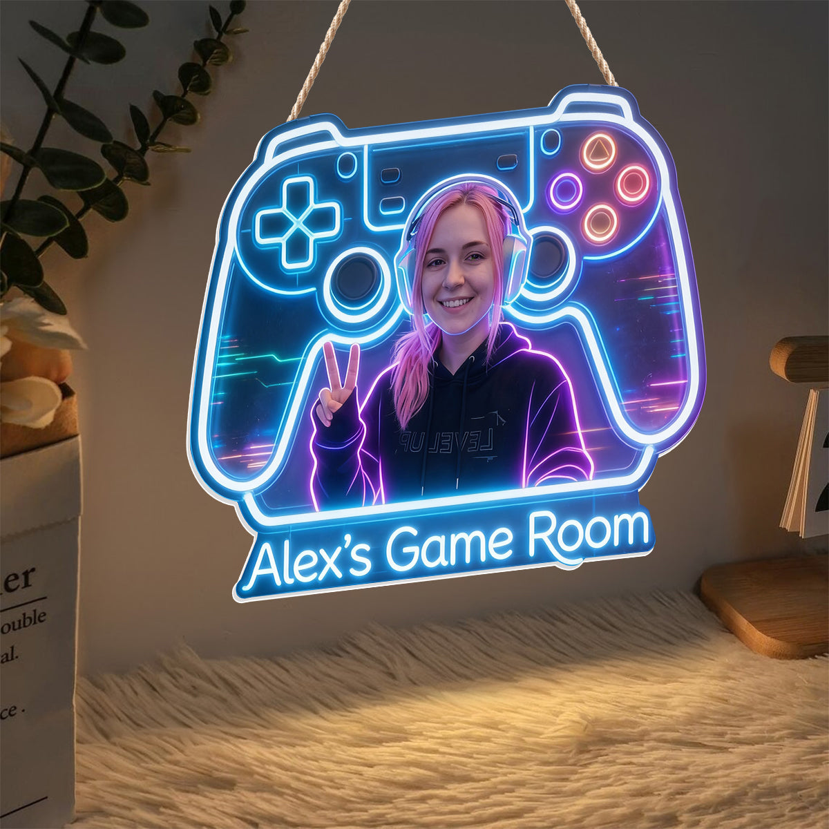 Décoration de Chambre Gamer - Enseigne en Acrylique LED Personnalisée