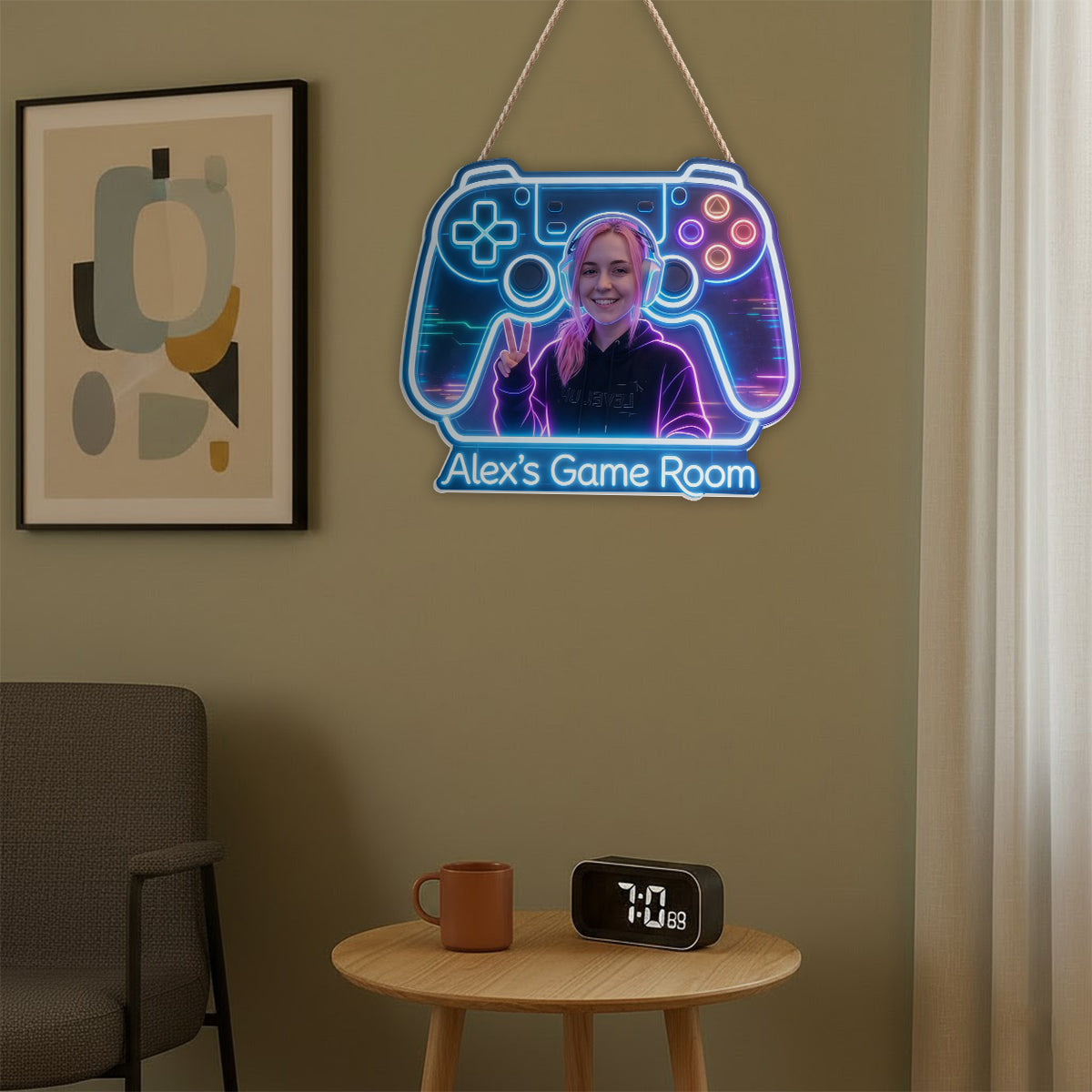 Décoration de Chambre Gamer - Enseigne en Acrylique LED Personnalisée
