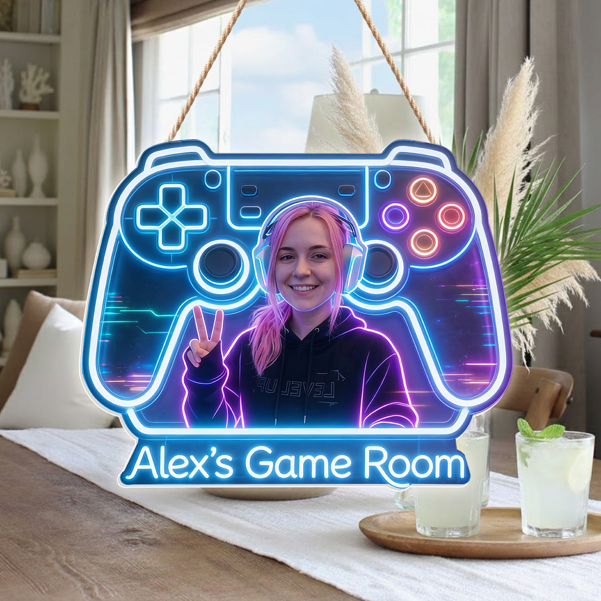 Décoration de Chambre Gamer - Enseigne en Acrylique LED Personnalisée