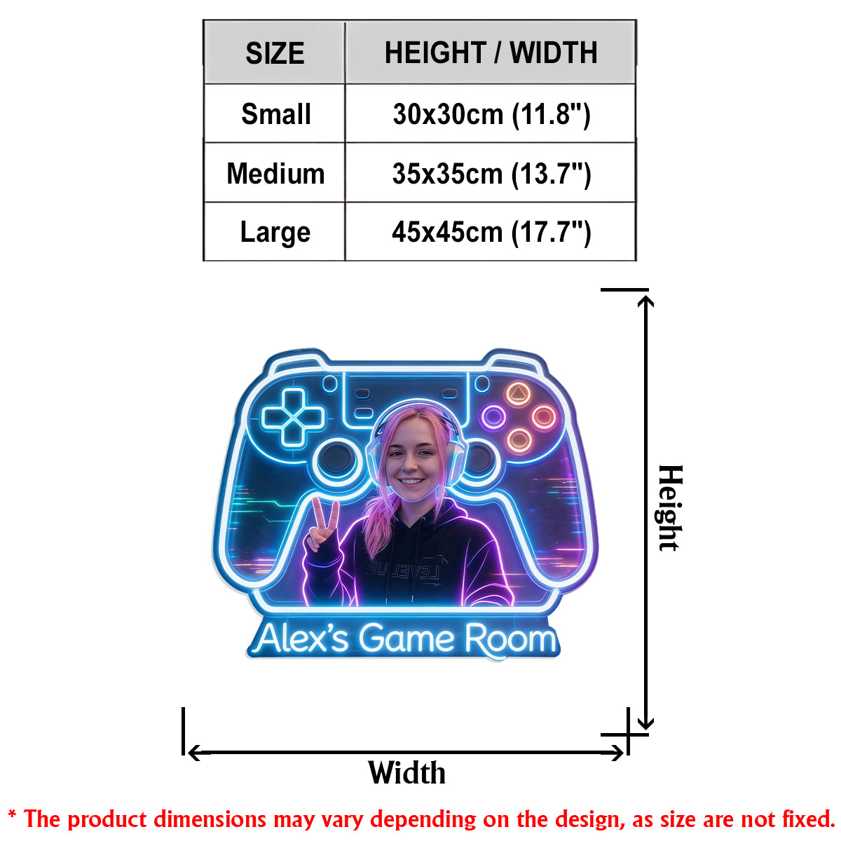 Décoration de Chambre Gamer - Enseigne en Acrylique LED Personnalisée