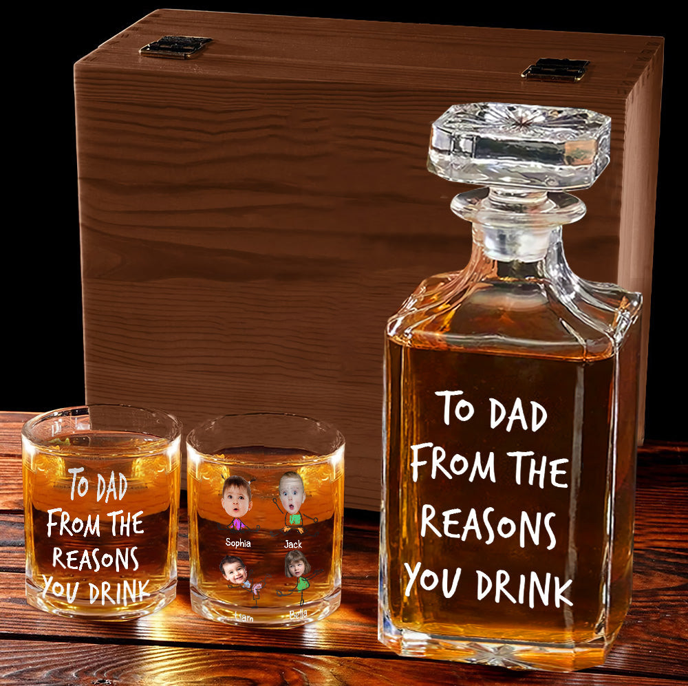 To Dad From The Reasons To Drink - Personalized Father Whiskey Decanter Set