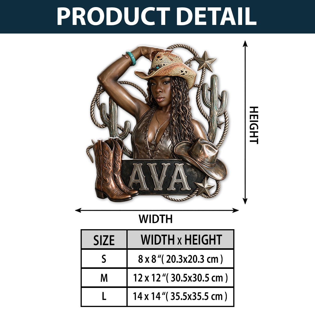 Cowgirl Spirit - Personalized Cowgirl 3D Printed Cut Metal Sign