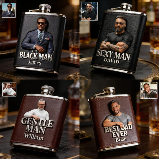 Cadeaux de Luxe Pour Homme - Personnalisé à Partir d'une Photo - Flasque de Père Personnalisée