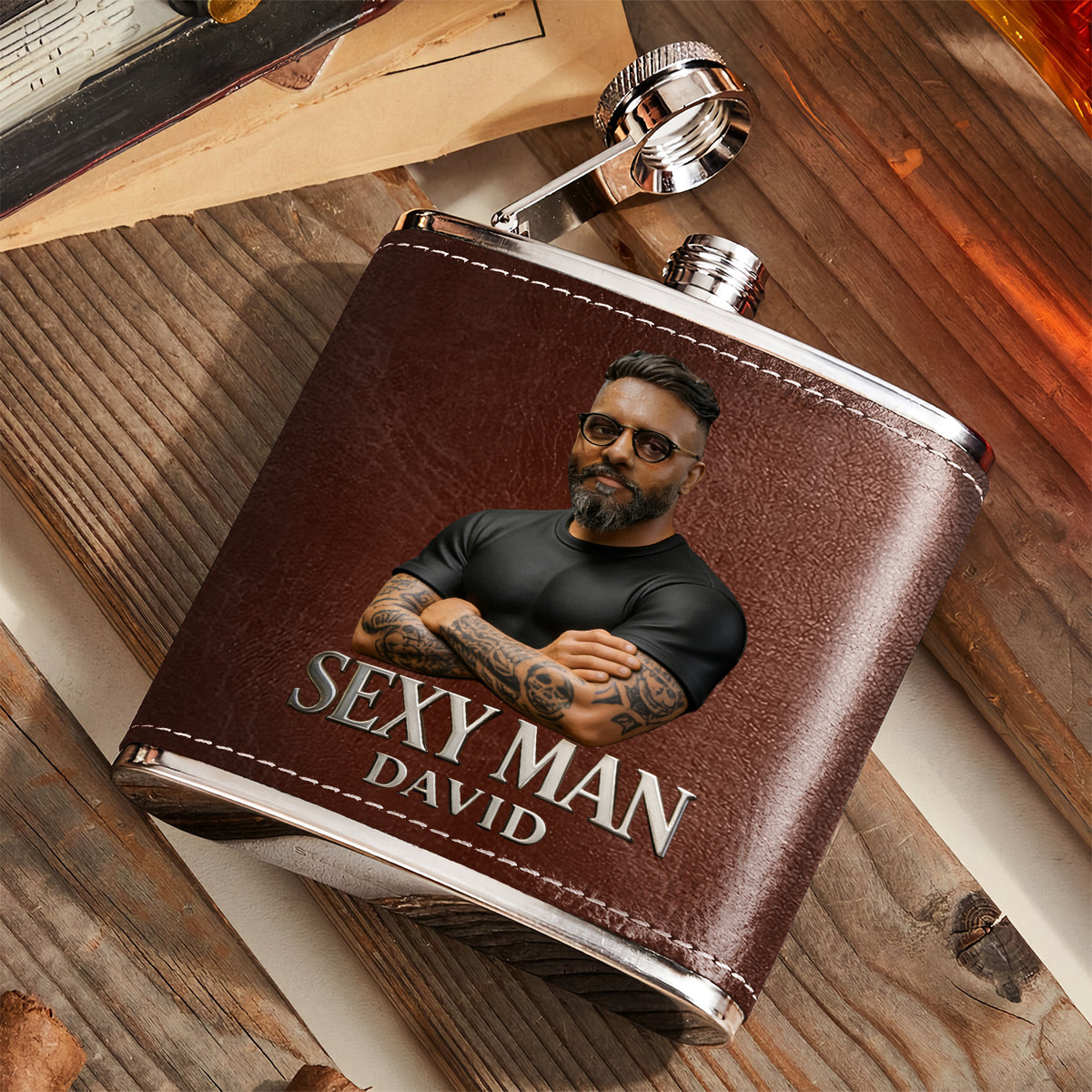 Cadeaux de Luxe Pour Homme - Personnalisé à Partir d'une Photo - Flasque de Père Personnalisée