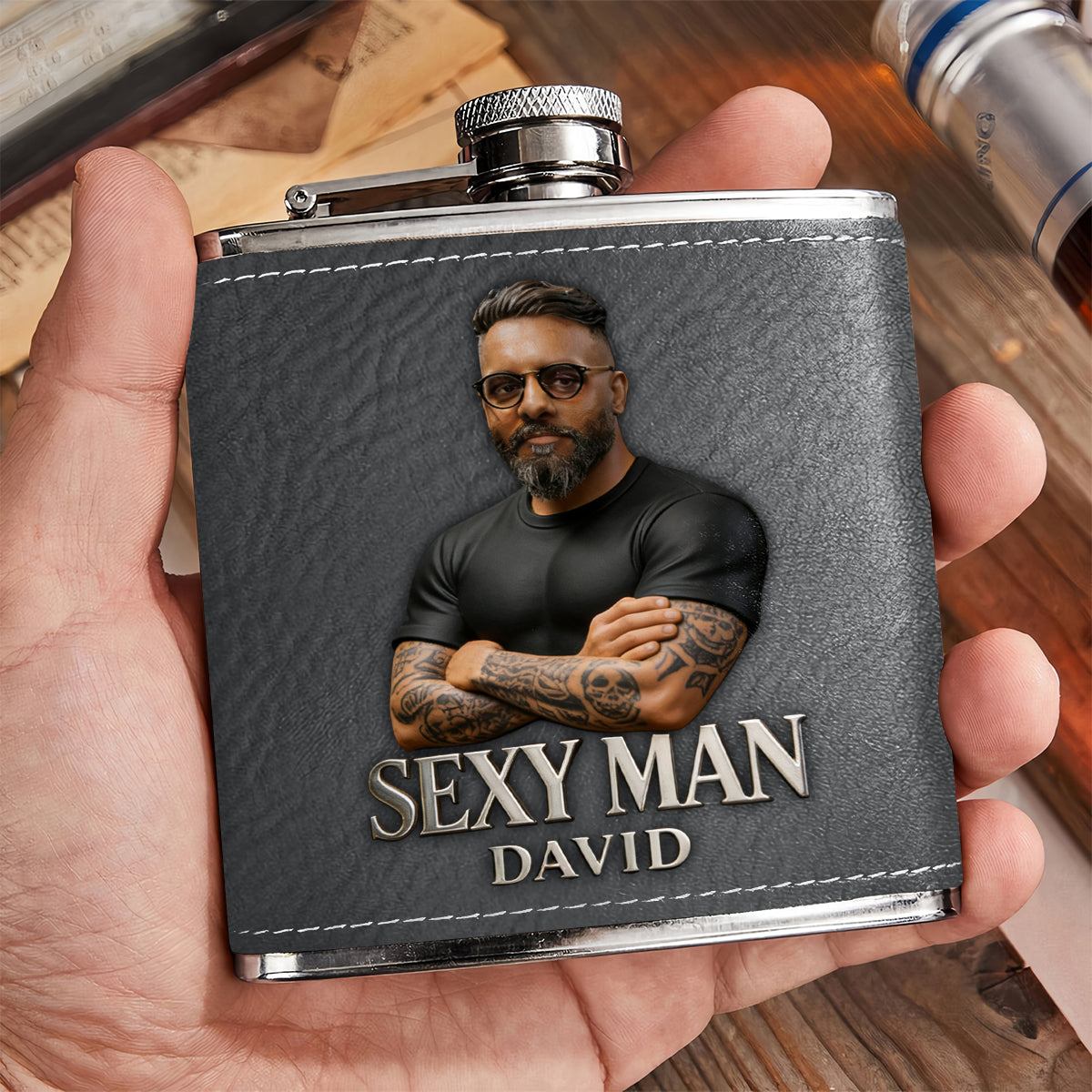 Cadeaux de Luxe Pour Homme - Personnalisé à Partir d'une Photo - Flasque de Père Personnalisée