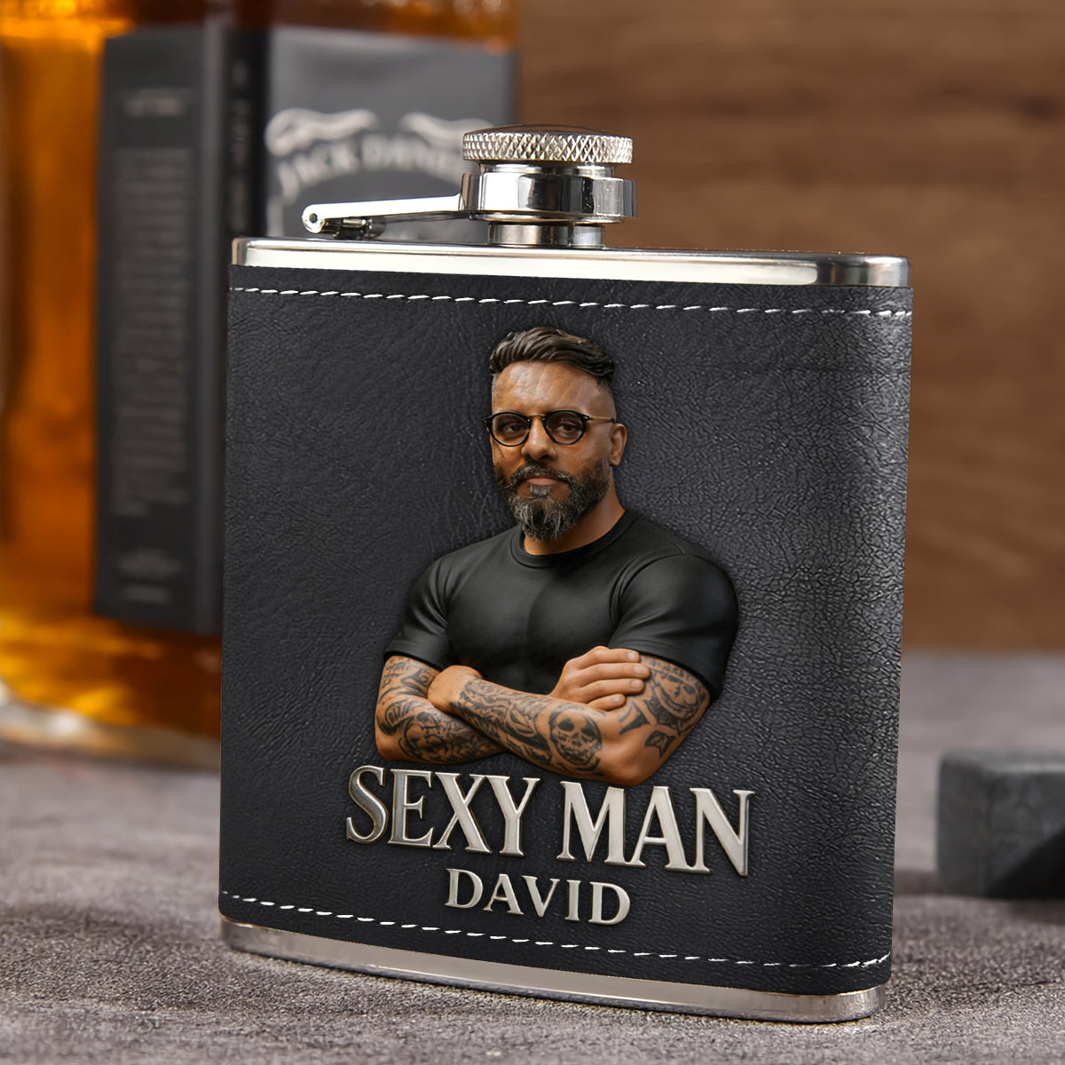 Cadeaux de Luxe Pour Homme - Personnalisé à Partir d'une Photo - Flasque de Père Personnalisée