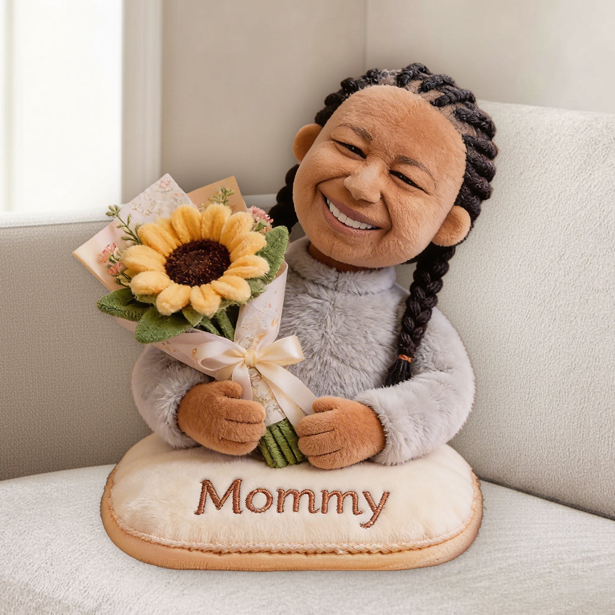 Mom Grandma And Bouquet - Personalized Mother Premium Faux Fur Pillow