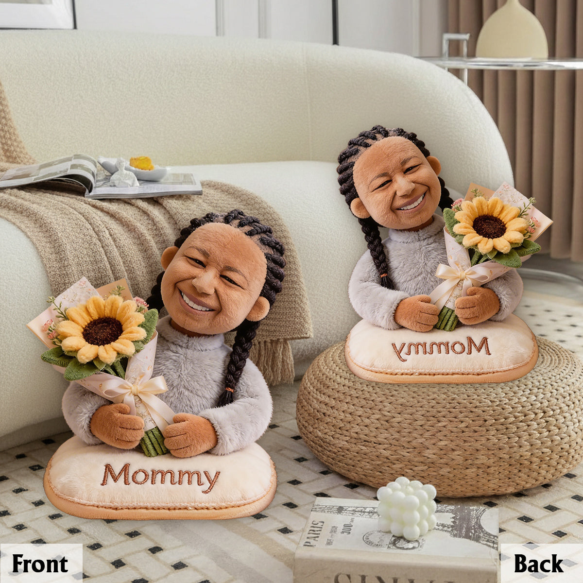 Mom Grandma And Bouquet - Personalized Mother Premium Faux Fur Pillow