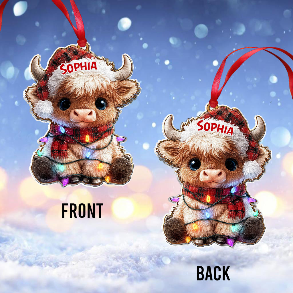 Joyeux Noël - Ornement personnalisé vache des Highlands