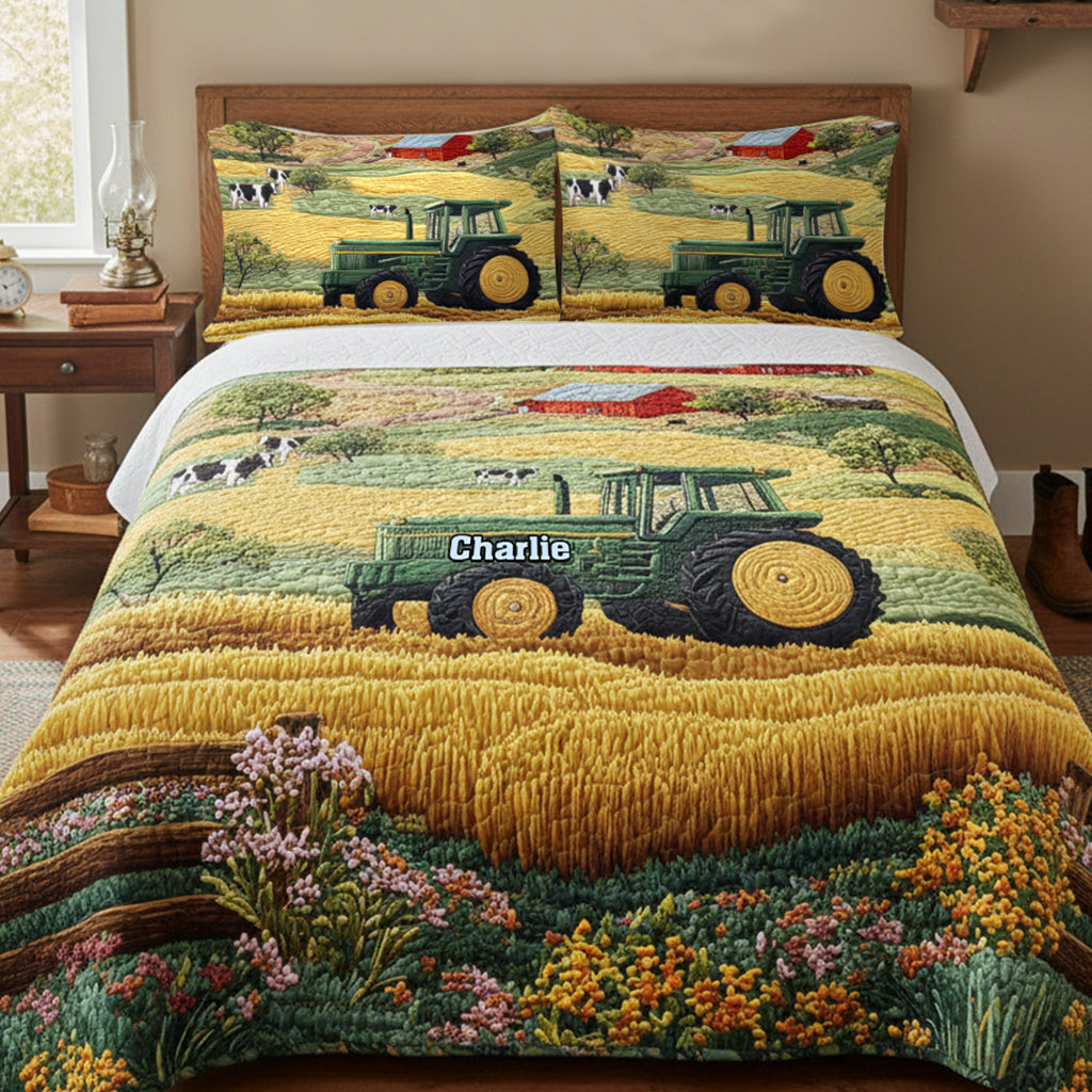 Vie à la ferme - Ensemble de courtepointe personnalisé sur le thème du fermier
