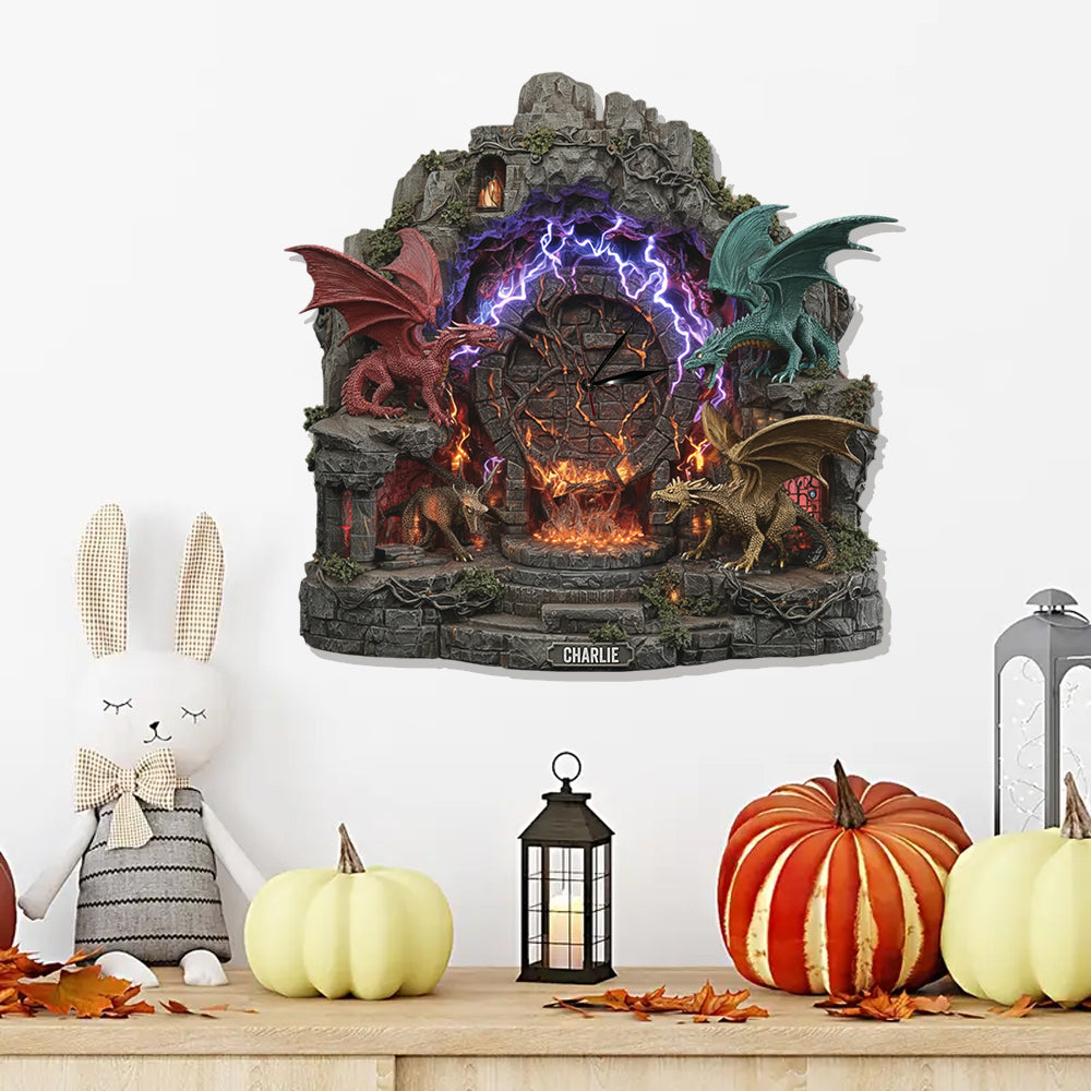 Fantasy Dragons - Personalized Dragon LED Light Wall Clock