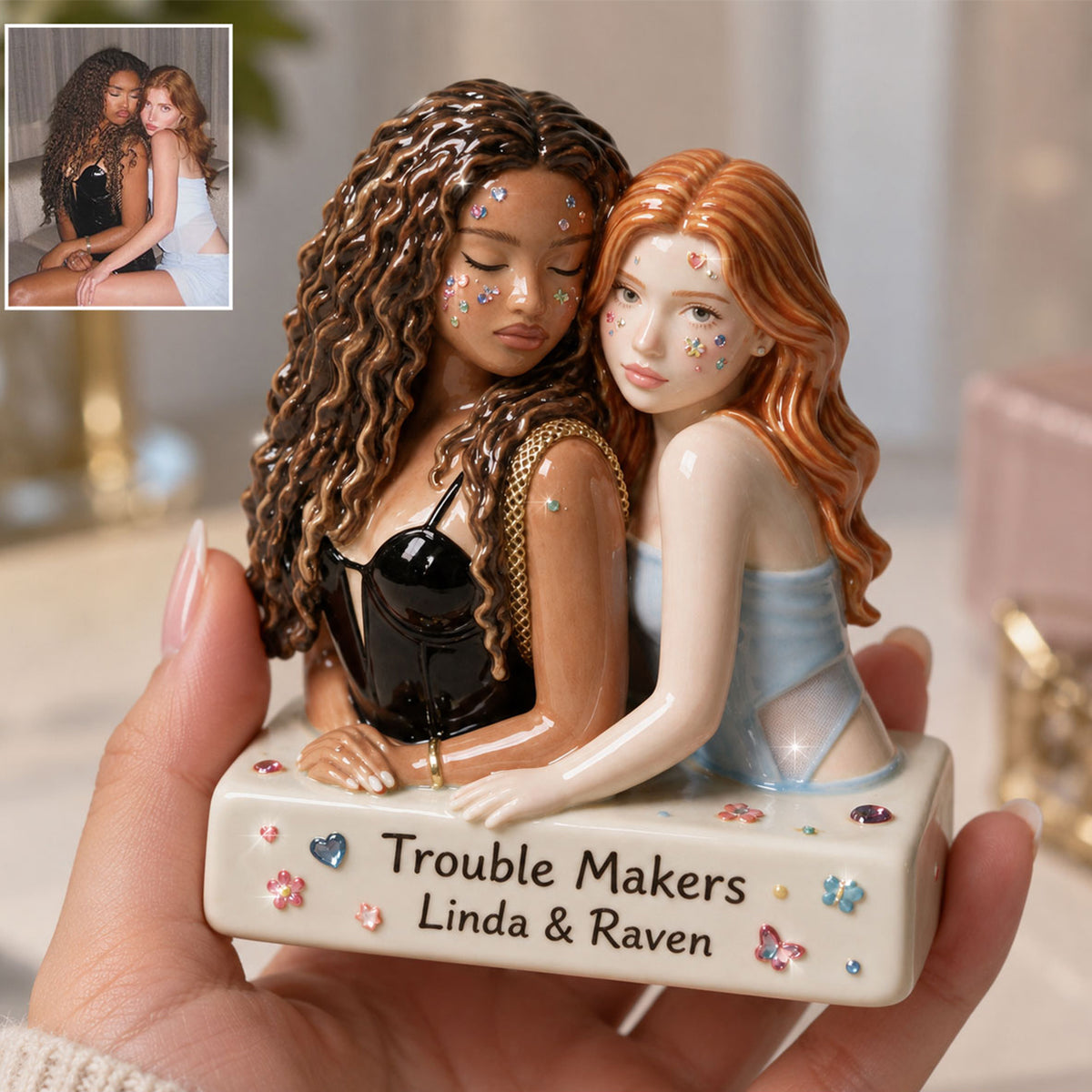 Face Rhinestones - Personalized Bestie 3D Plaque