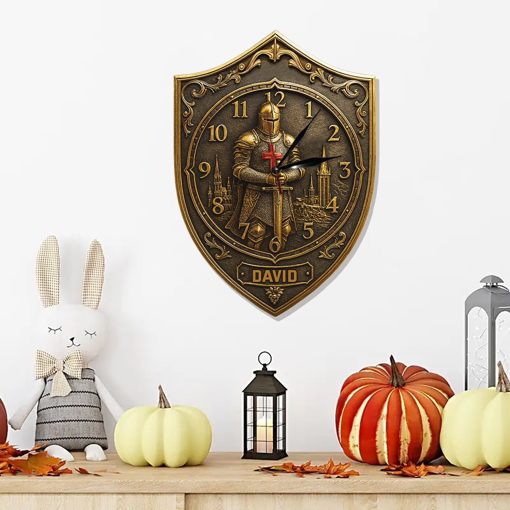 Horloge murale lumineuse LED chrétienne personnalisée Knight Of God -