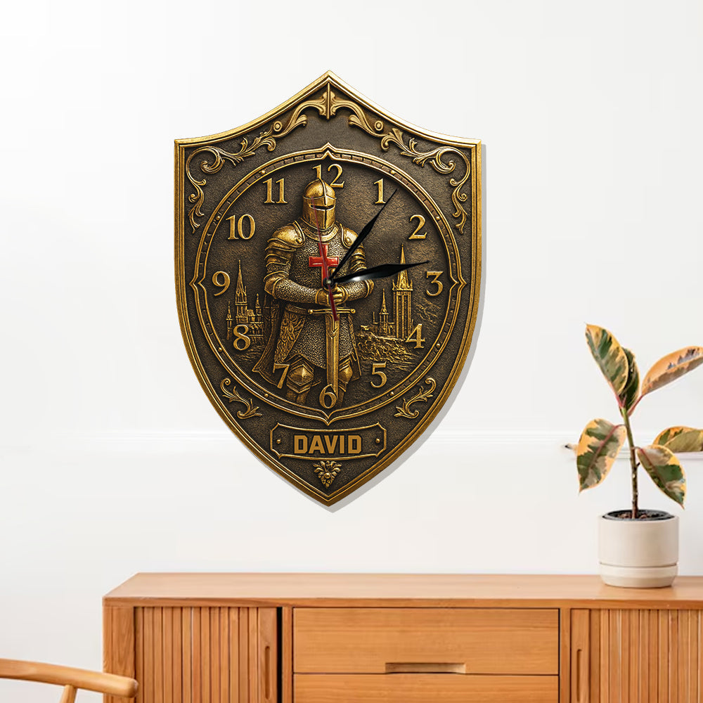Horloge murale lumineuse LED chrétienne personnalisée Knight Of God -