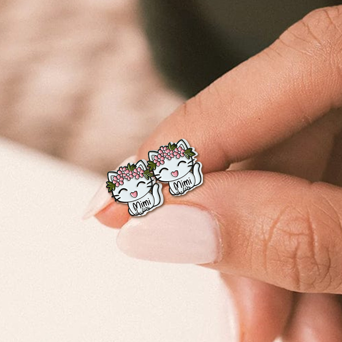 Lovely Cat - Personalized Cat Stud Earrings