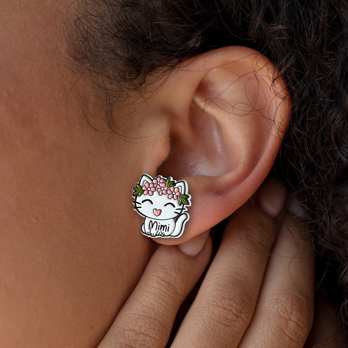 Lovely Cat - Personalized Cat Stud Earrings